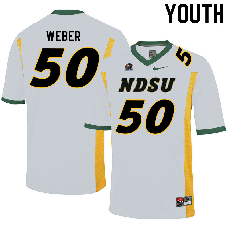 Youth #50 Brayden Weber North Dakota State Bison College Football Jerseys Sale-White - Click Image to Close